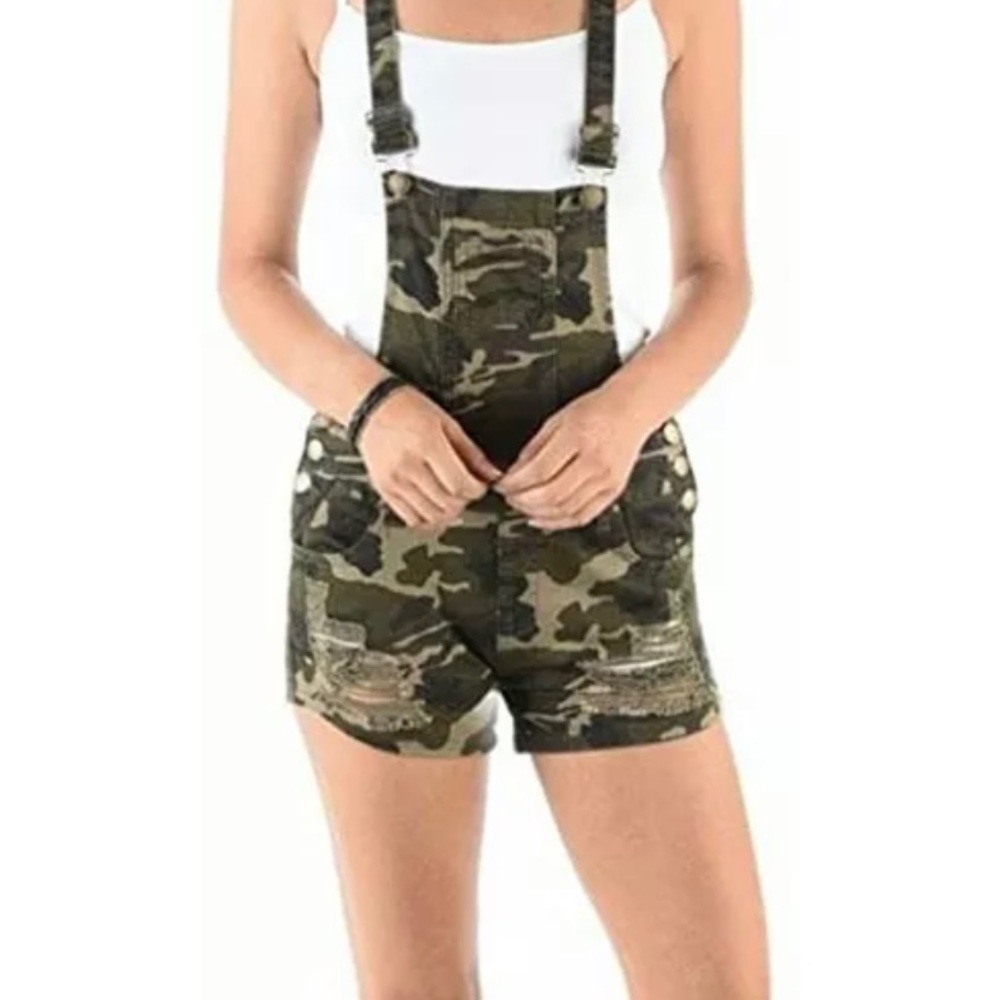 American Bazi Camo Overalls Shorts Cargo Sz LARGE